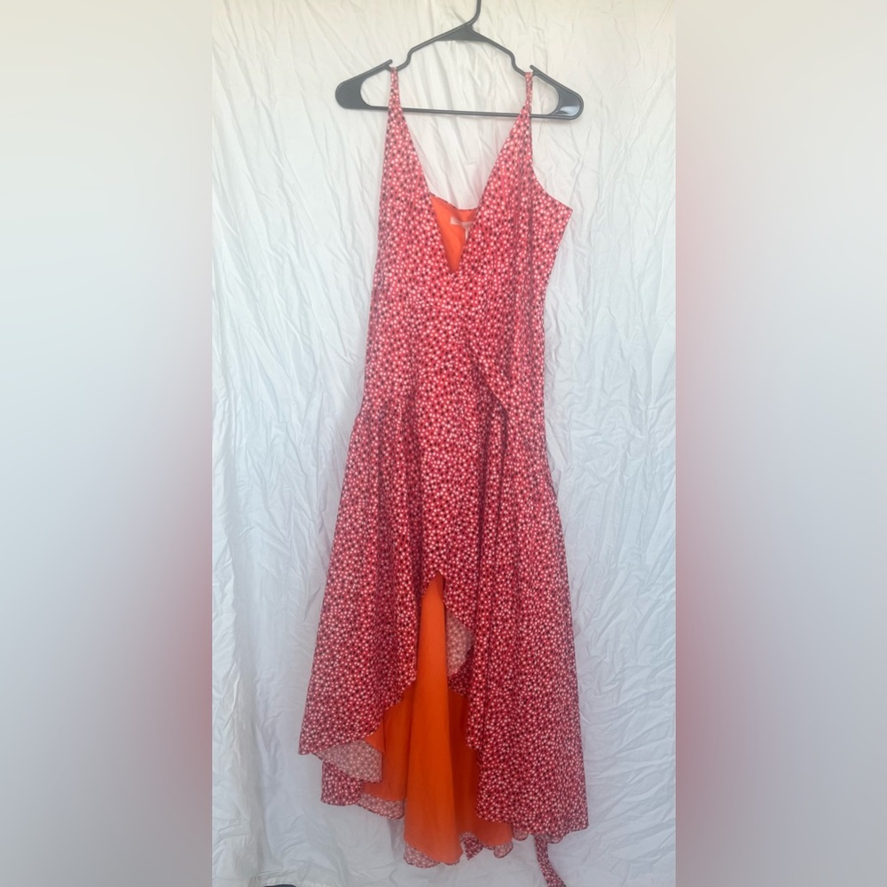 Anthropologie Flutter Wrap Midi Dress - Red Motif.